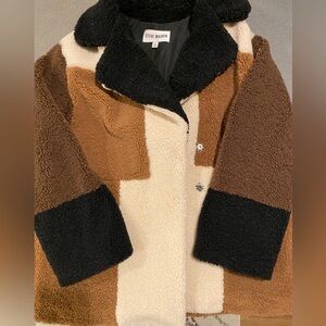 Steve Madden Teddy Sherpa Multicolor womens coat size XL colorblock